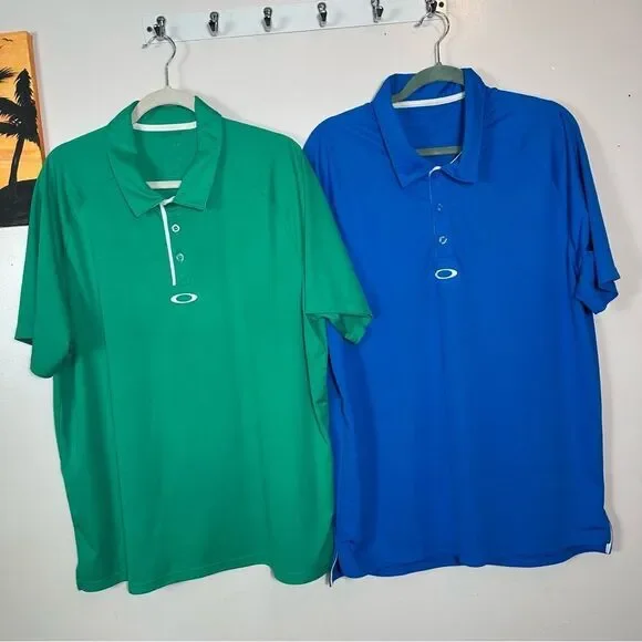 Oakley Men's Green and Blue Polo Shirts - Picture 2 of 11